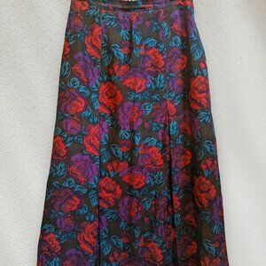 Adam York 100% Wool Skirt with Floral Design